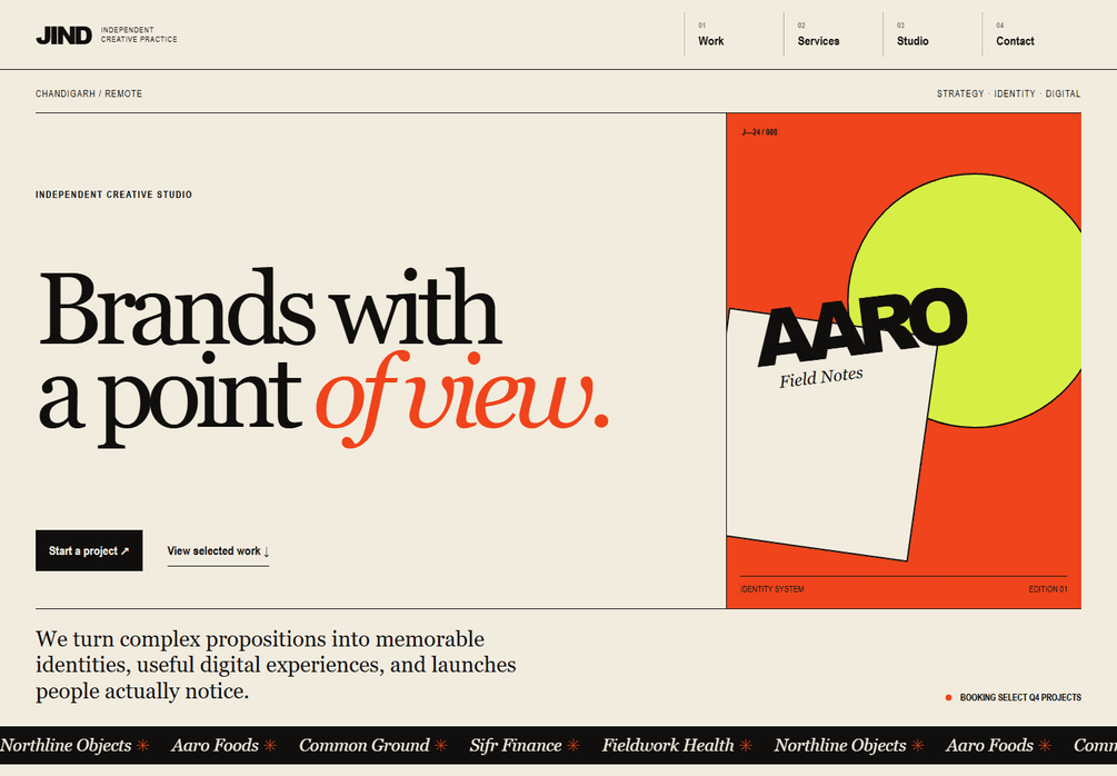 JIND Studio editorial landing page preview included in the Vibe Coding Landing Page Pack